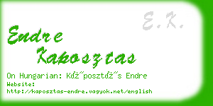 endre kaposztas business card